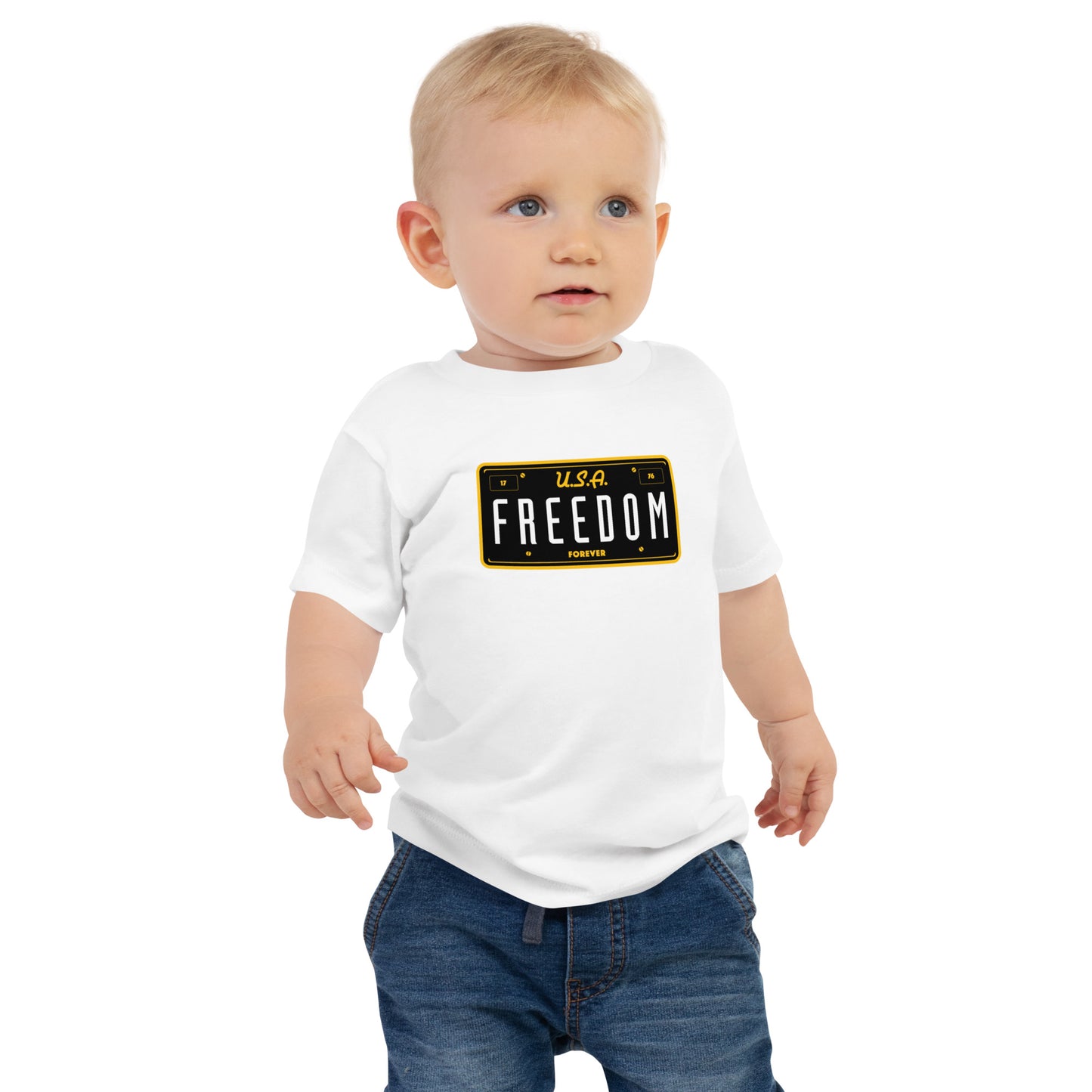 Freedom Forever License Plate U.S.A- Baby Jersey Short Sleeve Tee