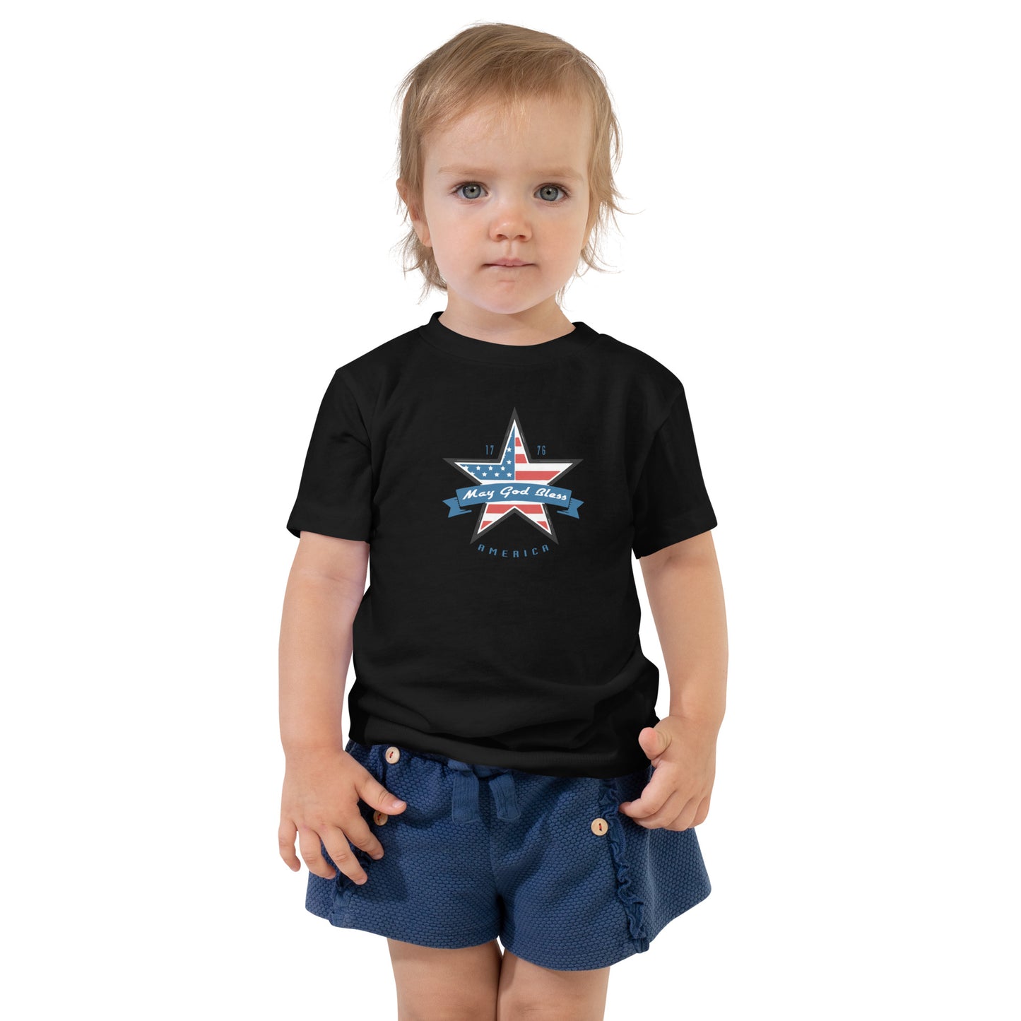 May God Bless America Blue- Toddler Short Sleeve Tee
