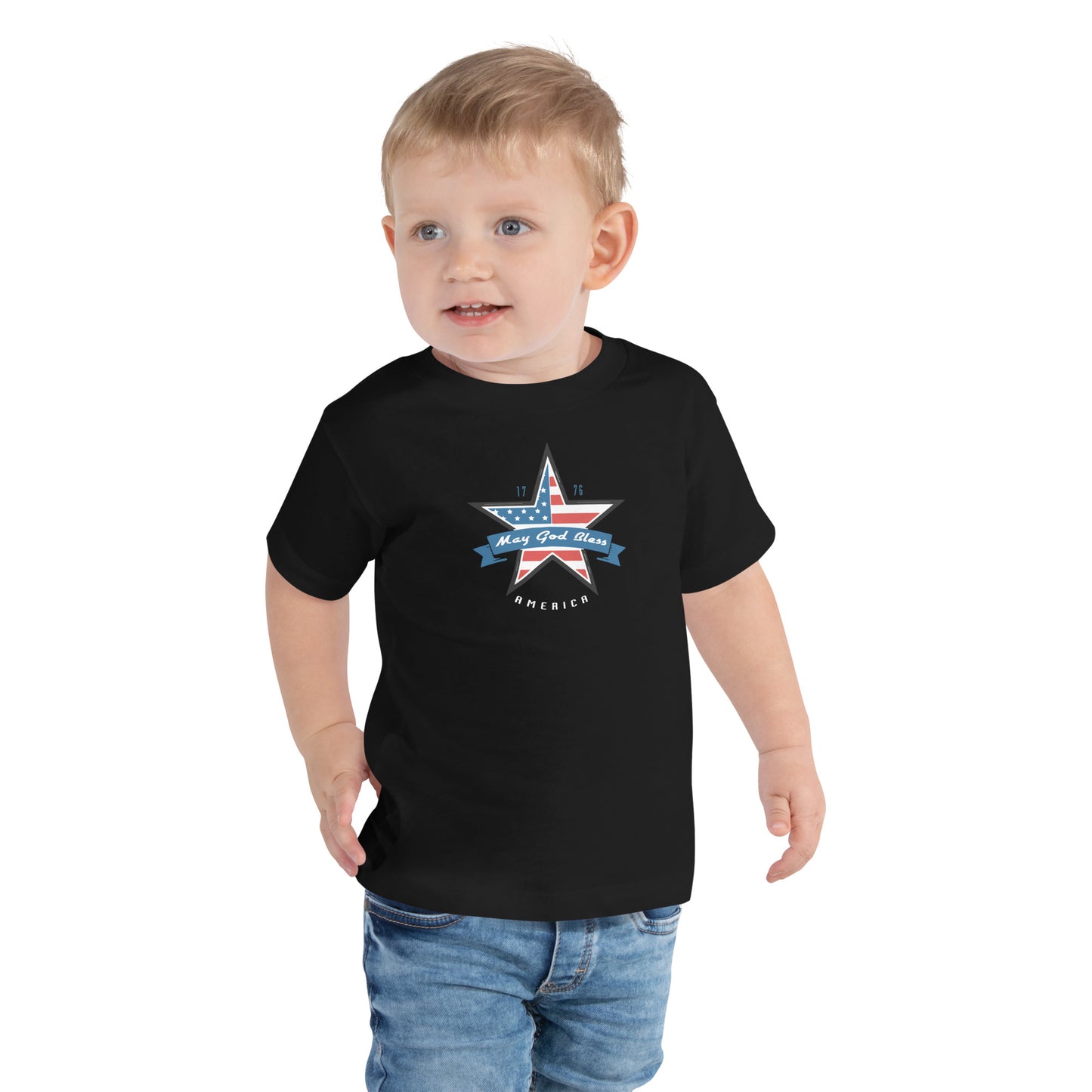 May God Bless America White- Toddler Short Sleeve Tee