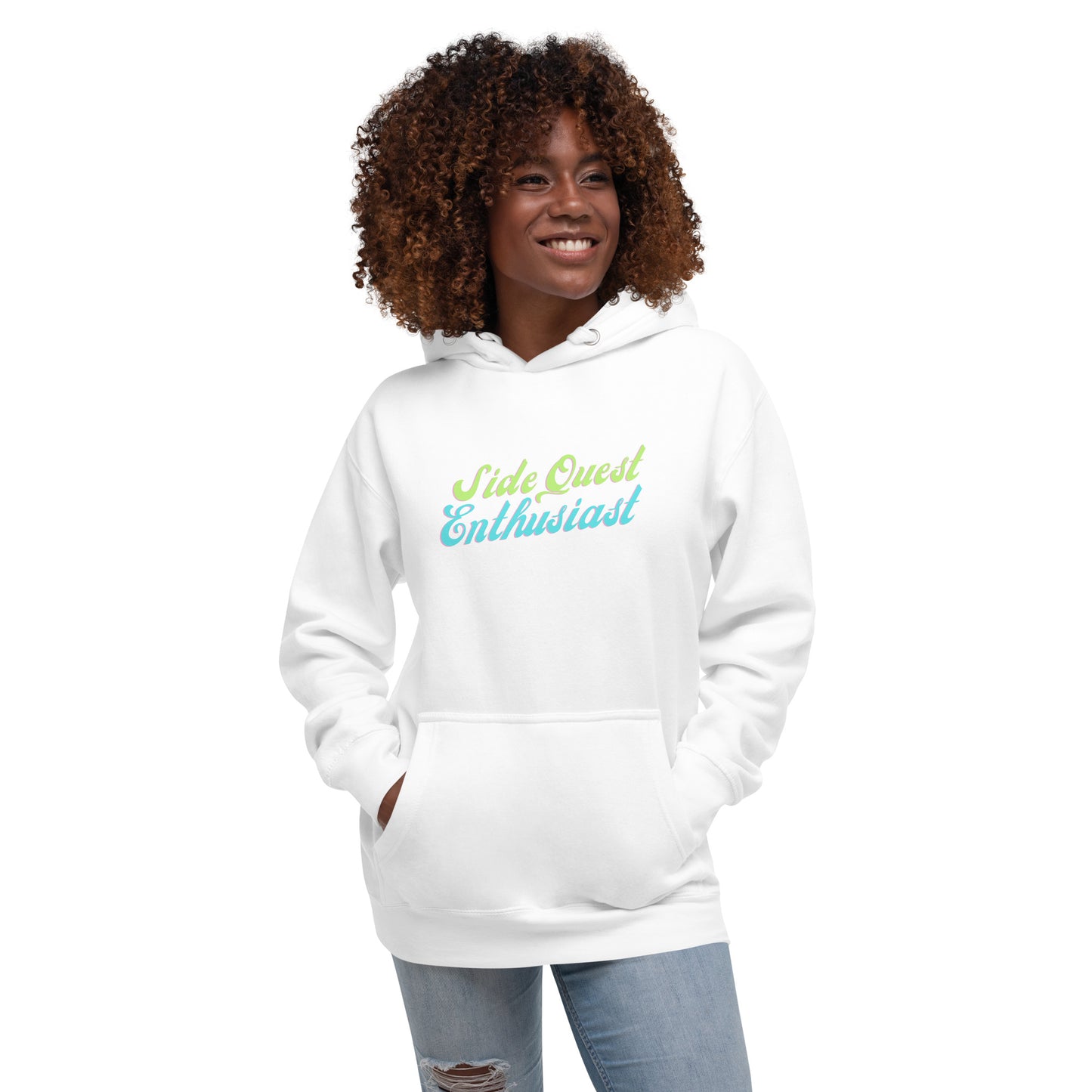 Side-Quest Enthusiast- Lime & Aqua - Unisex Hoodie