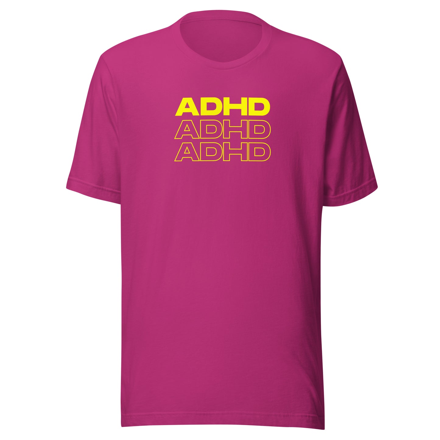 ADHD, ADHD, ADHD Yellow- Unisex t-shirt