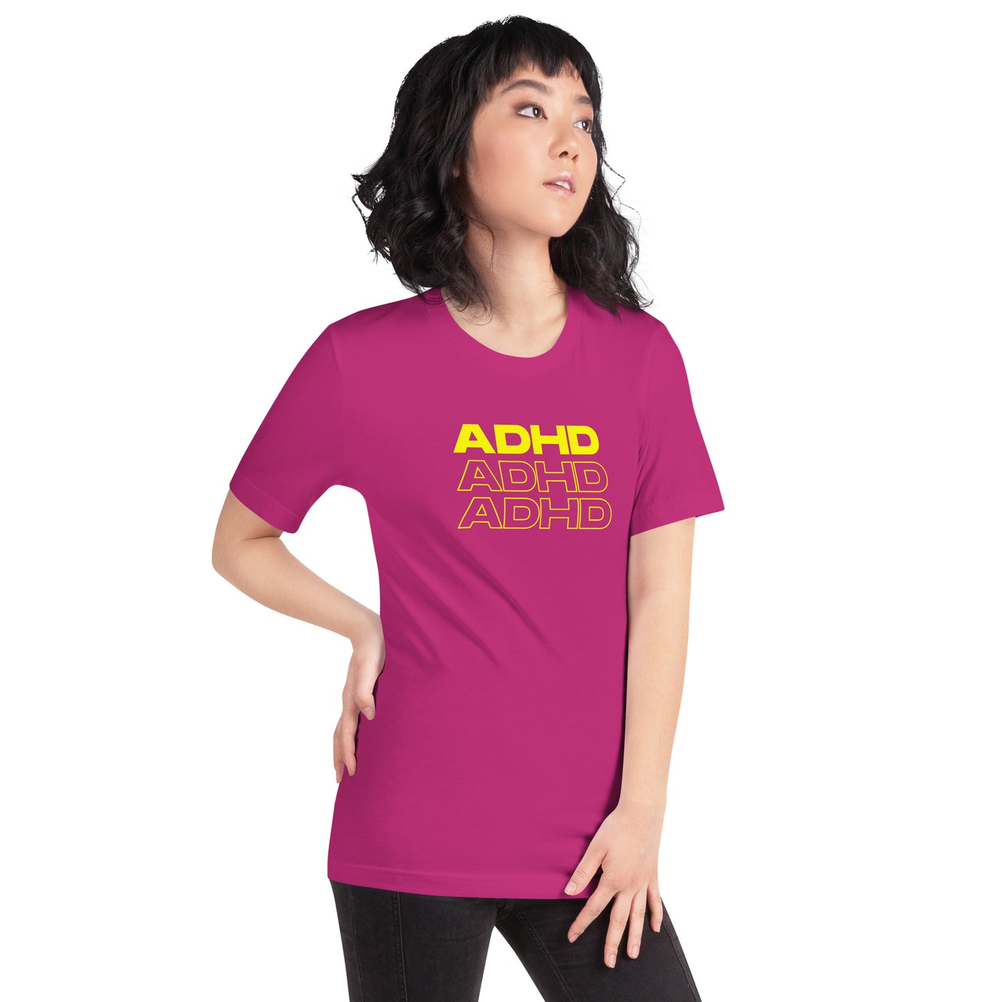 ADHD, ADHD, ADHD Yellow- Unisex t-shirt
