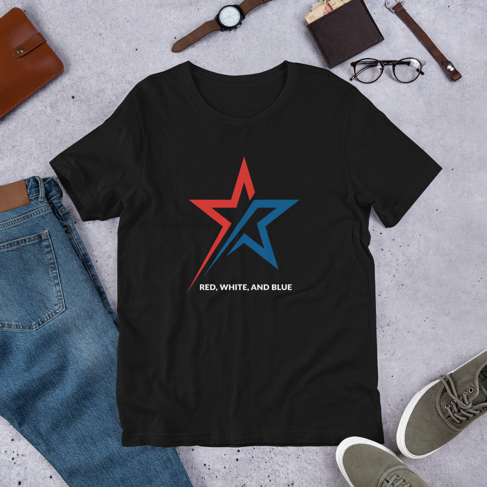 Shooting Star of Freedom, Red white & Blue- Unisex t-shirt