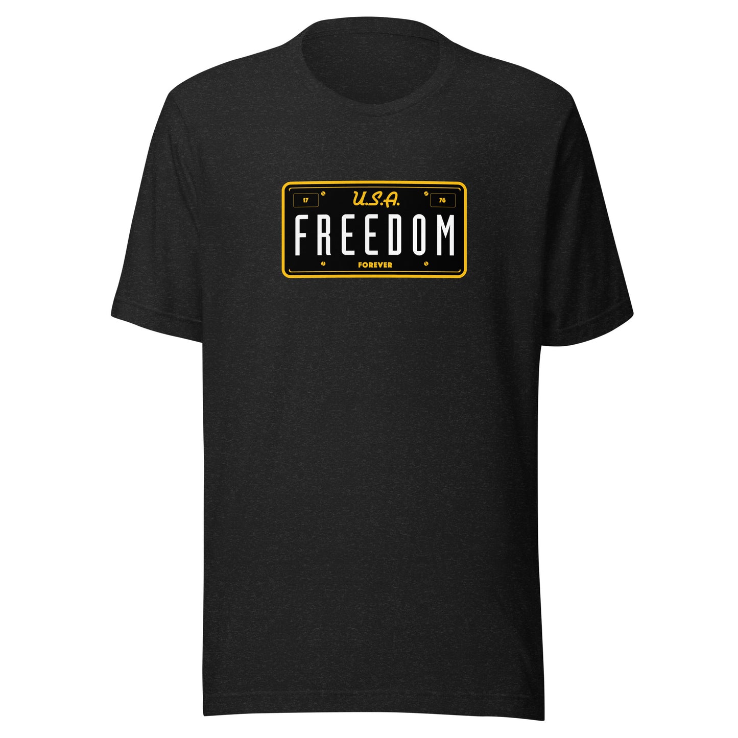 USA Freedom Forever License Plate- 100% COTTON- Unisex t-shirt