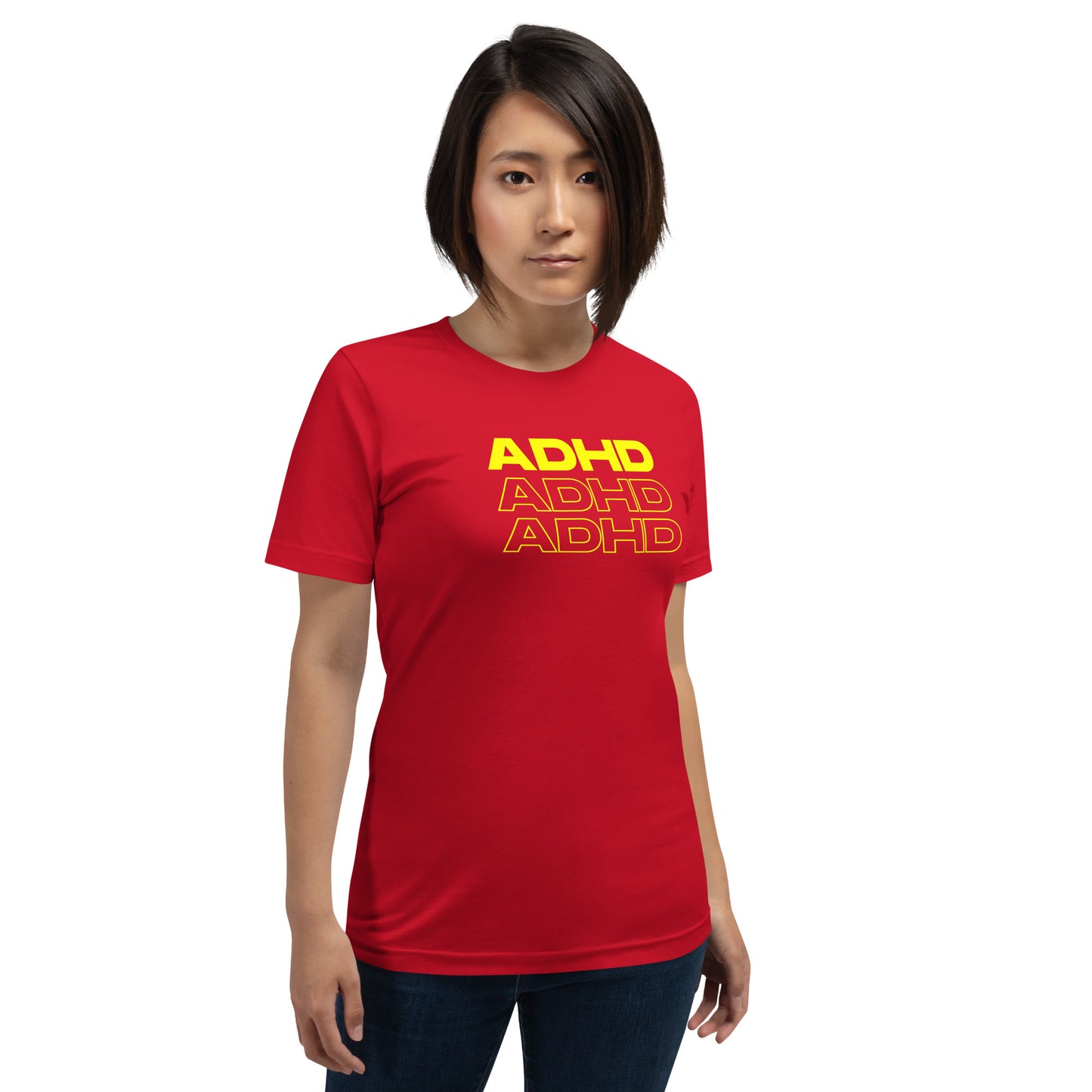 ADHD, ADHD, ADHD Yellow- Unisex t-shirt