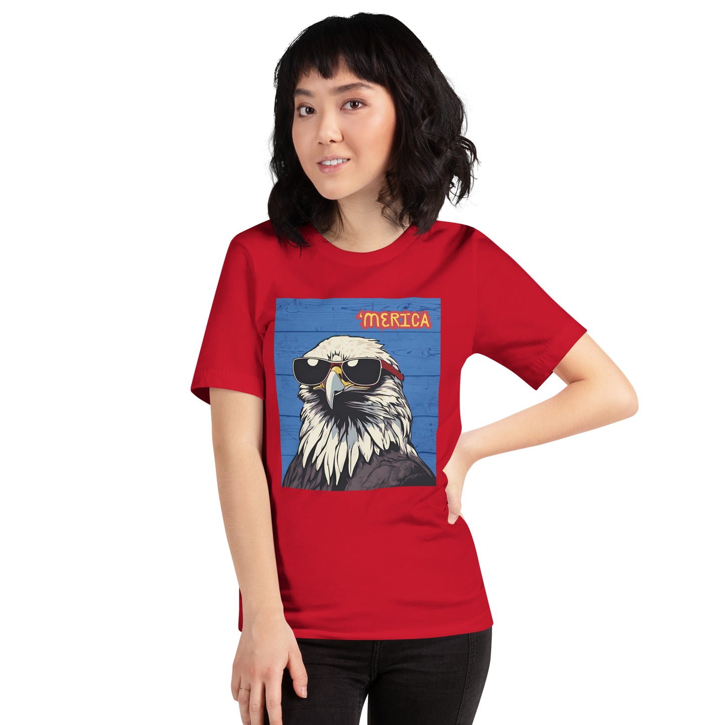 'Merica Bald Eagle w/ Sunglasses- Blue - Unisex t-shirt