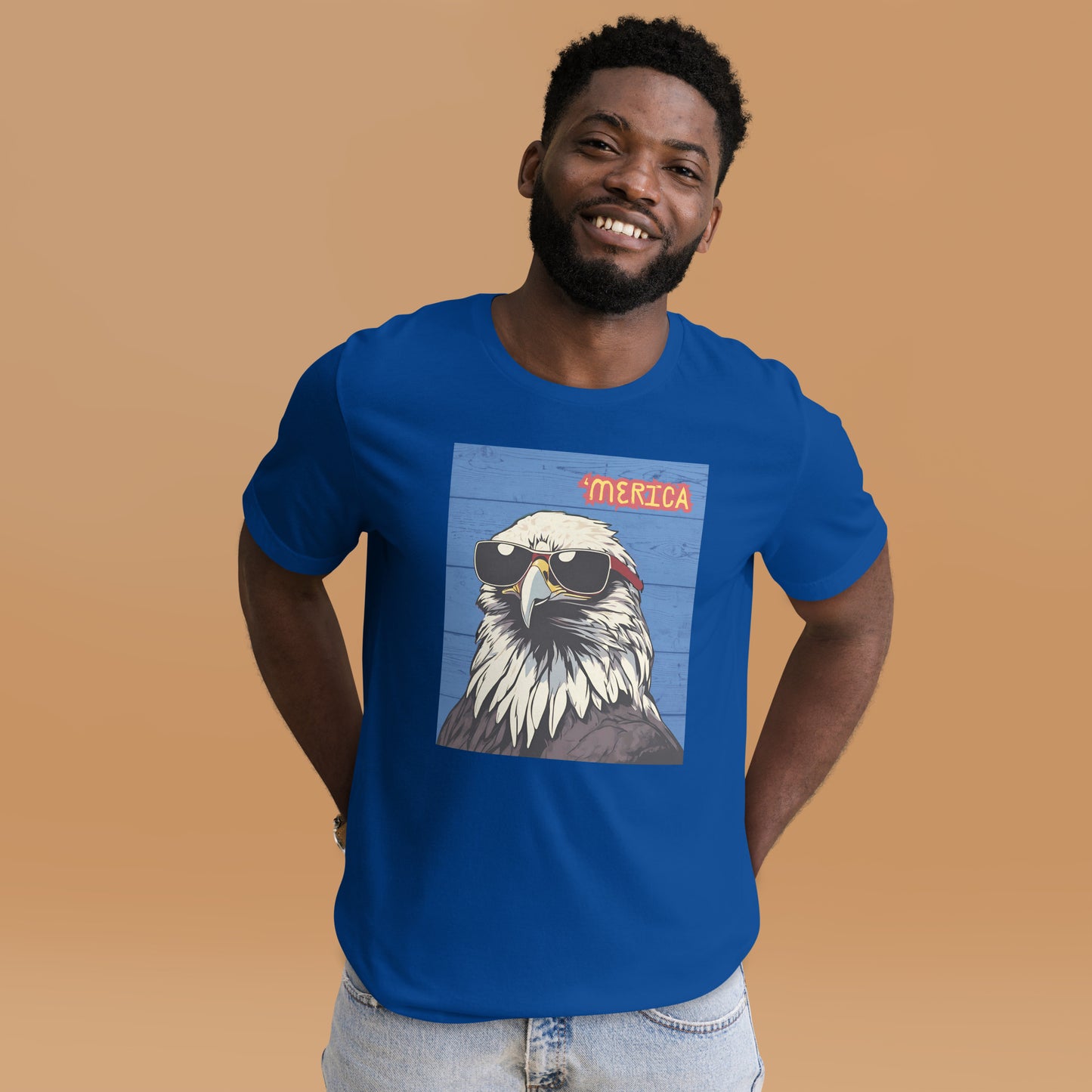 'Merica Bald Eagle w/ Sunglasses- Blue - Unisex t-shirt