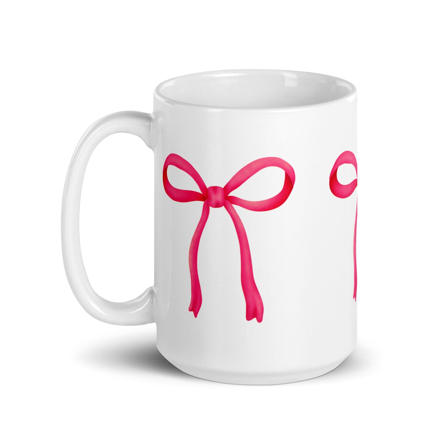 Magenta Ribbon Bow - White glossy mug