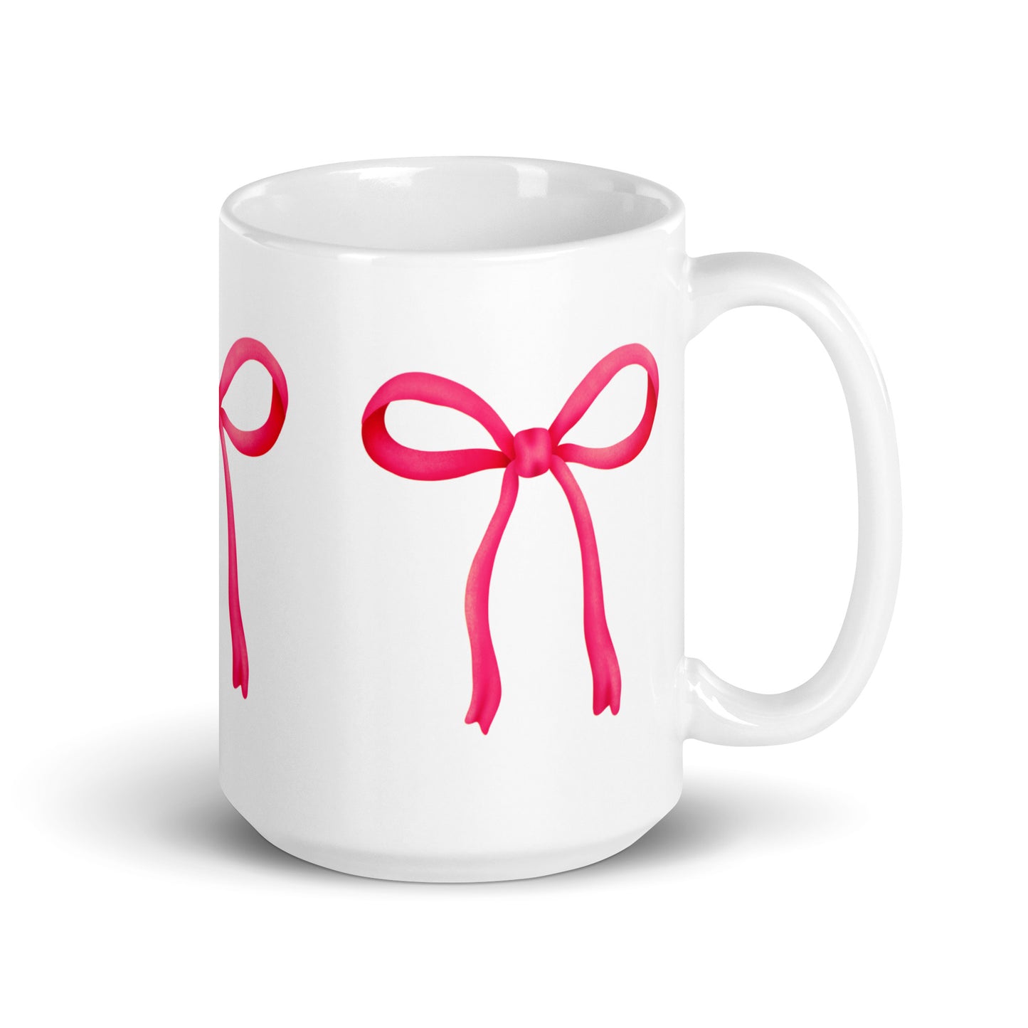 Magenta Ribbon Bow - White glossy mug