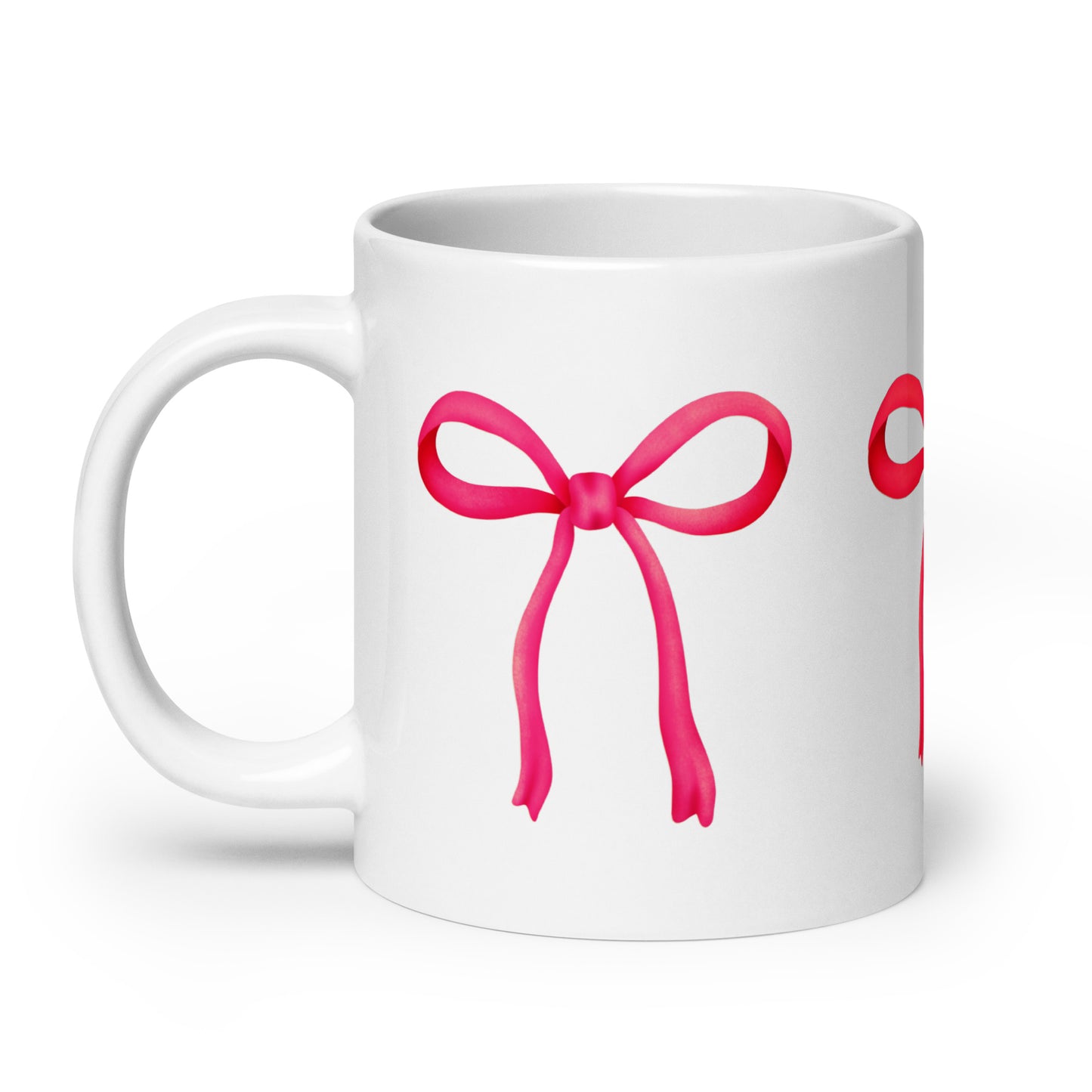 Magenta Ribbon Bow - White glossy mug