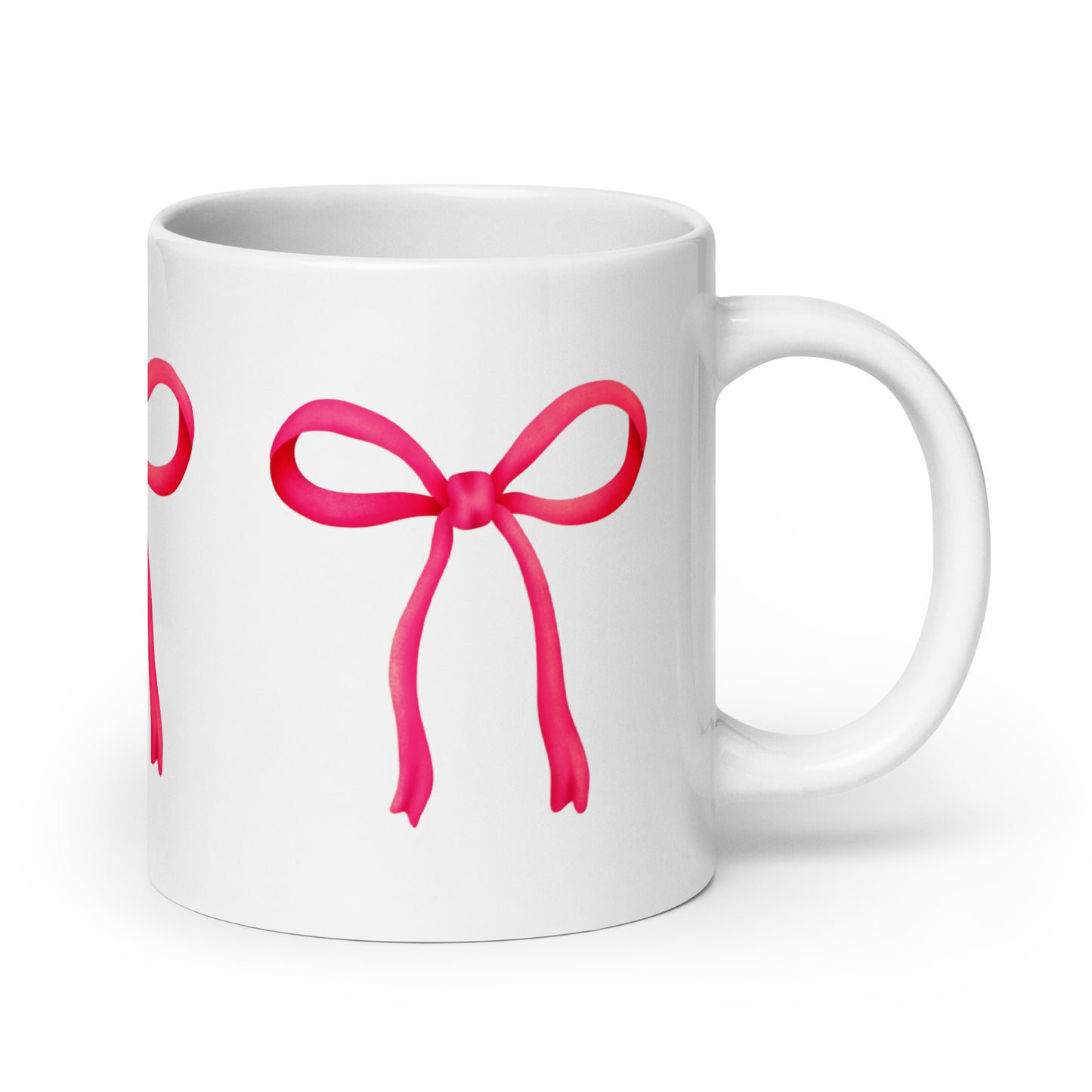 Magenta Ribbon Bow - White glossy mug