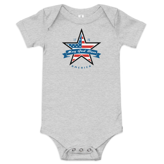 May God Bless America Blue - Baby short sleeve one piece