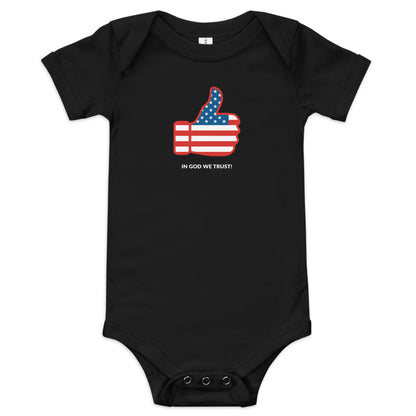 God Bless America Thumb's Up- Baby short sleeve one piece