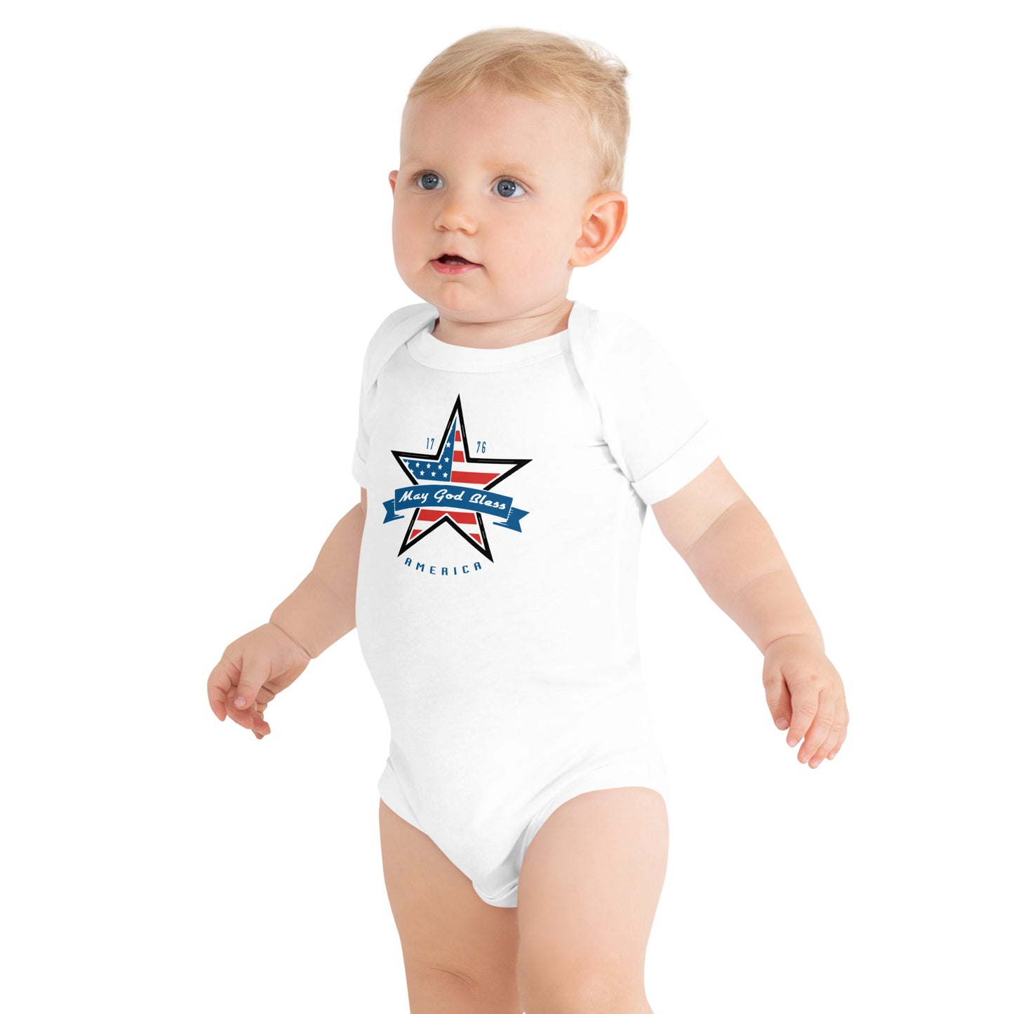 May God Bless America Blue - Baby short sleeve one piece