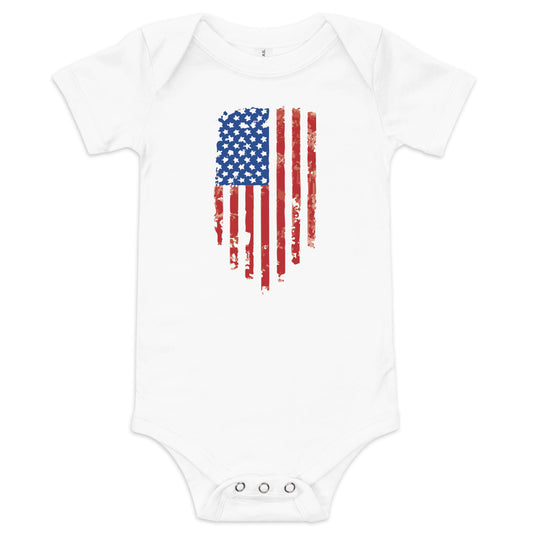 Tattered U.S Flag- Baby short sleeve one piece