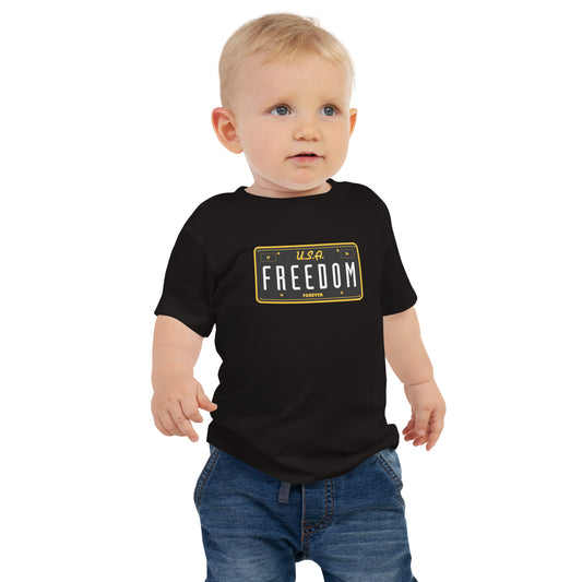 Freedom Forever License Plate U.S.A- Baby Jersey Short Sleeve Tee