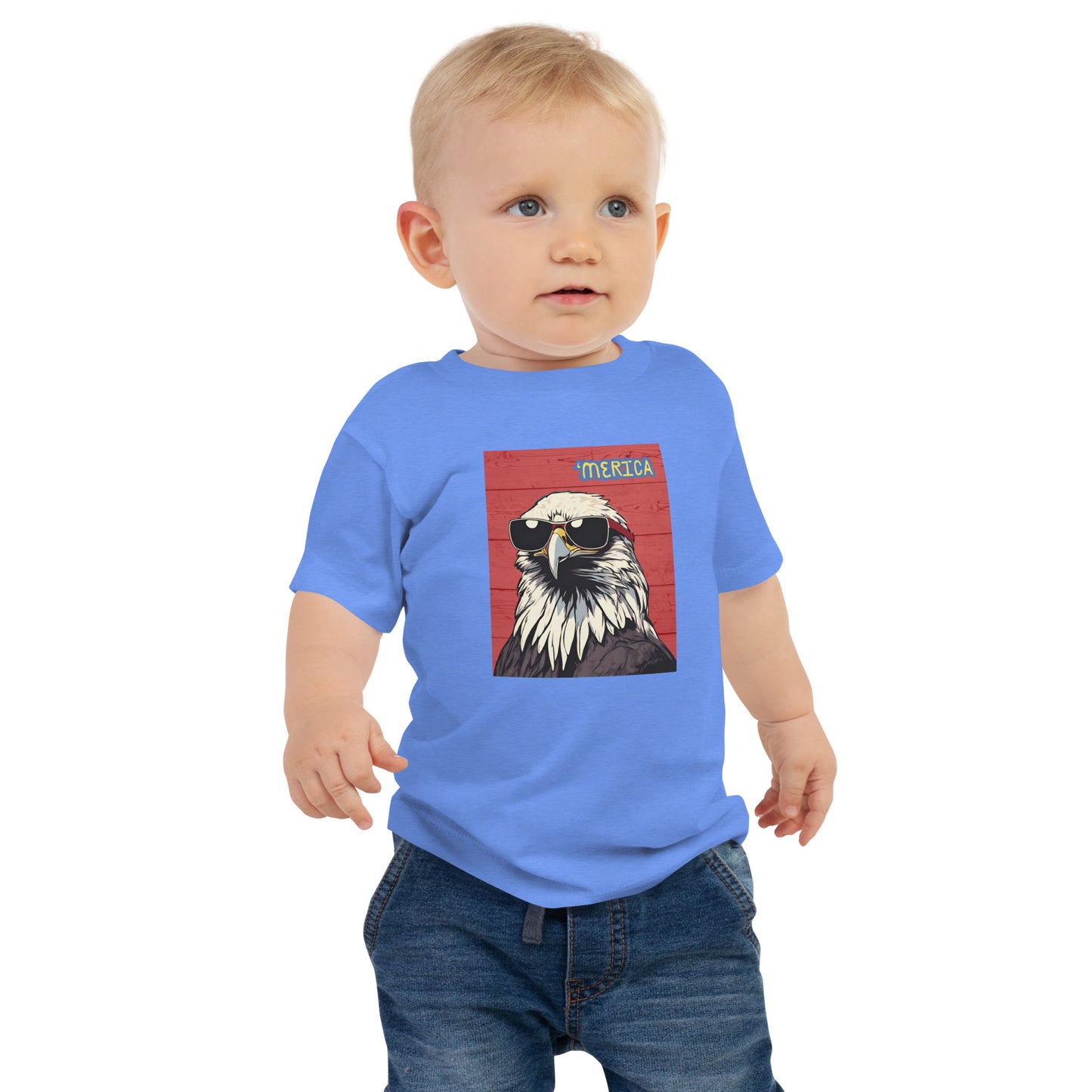 'Merica Eagle w/ Sunglasses in Red- Baby Jersey Short Sleeve Tee