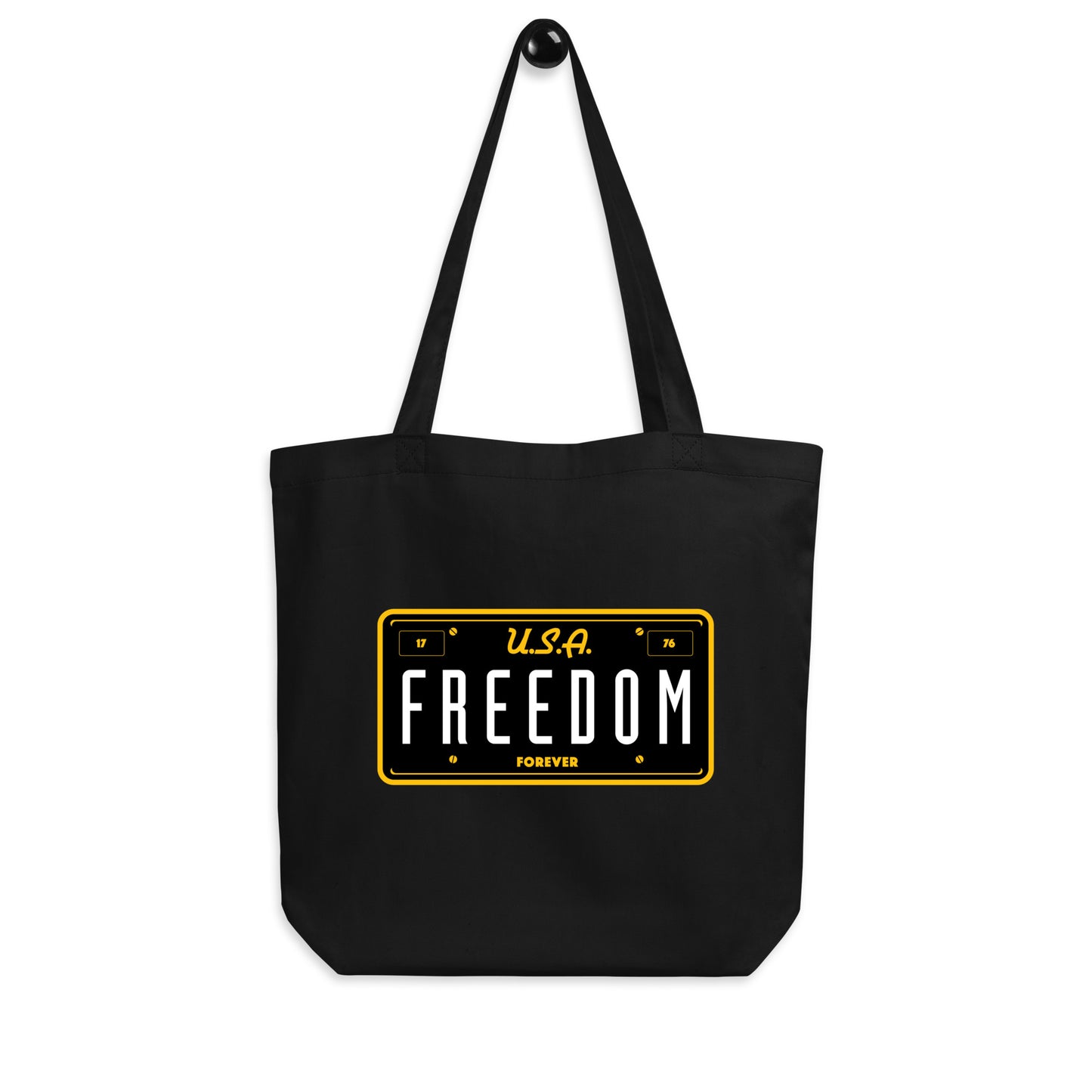 Freedom Forever License Plate U.S.A- 100% ORGANIC COTTON- Eco Tote Bag