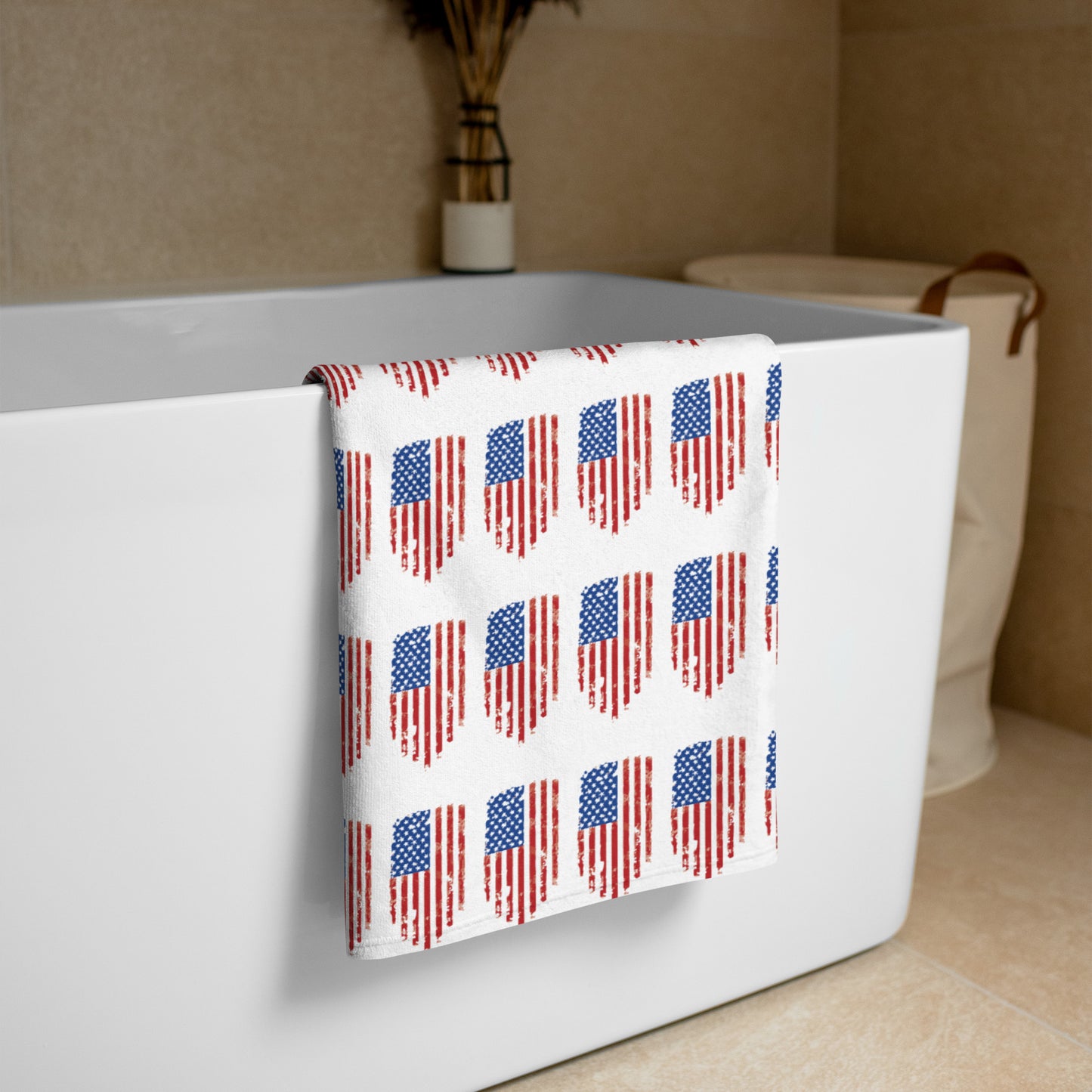 Tattered U.S. Flag Pattern Towel