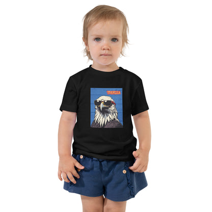 'Merica Bald Eagle in Blue- 100% COTTON- Toddler Short Sleeve Tee