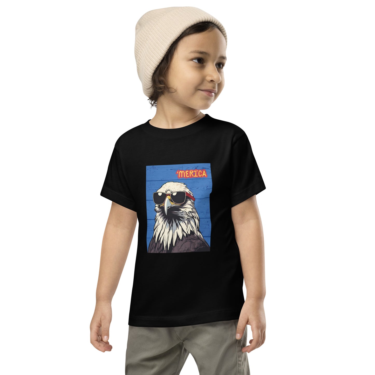 'Merica Bald Eagle in Blue- 100% COTTON- Toddler Short Sleeve Tee