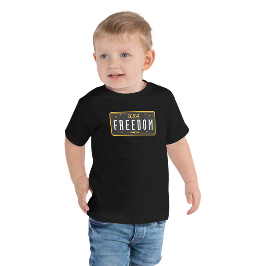 Freedom Forever License Plate U.S.A Toddler Short Sleeve Tee