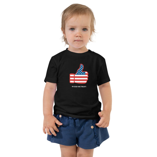 In God We Trust Thumb's Up- Toddler Short Sleeve Tee