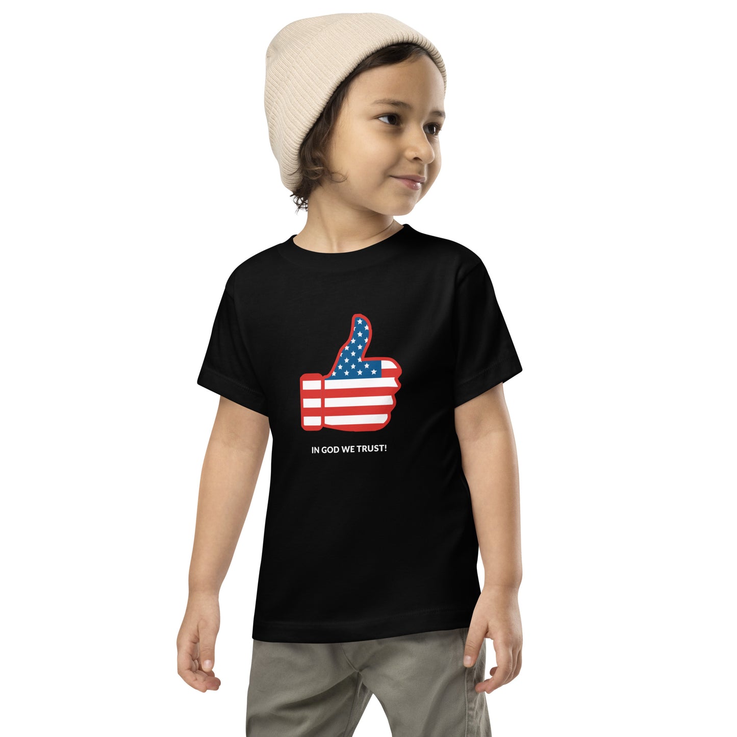 In God We Trust Thumb's Up- Toddler Short Sleeve Tee