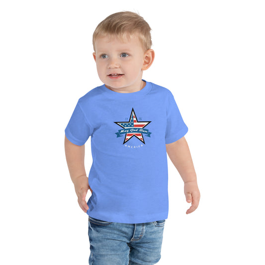 May God Bless America White- Toddler Short Sleeve Tee