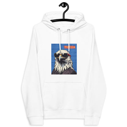 'Merican Bald Eagle w/ Sunglasses- 100% ORGANIC COTTON- Unisex eco raglan hoodie