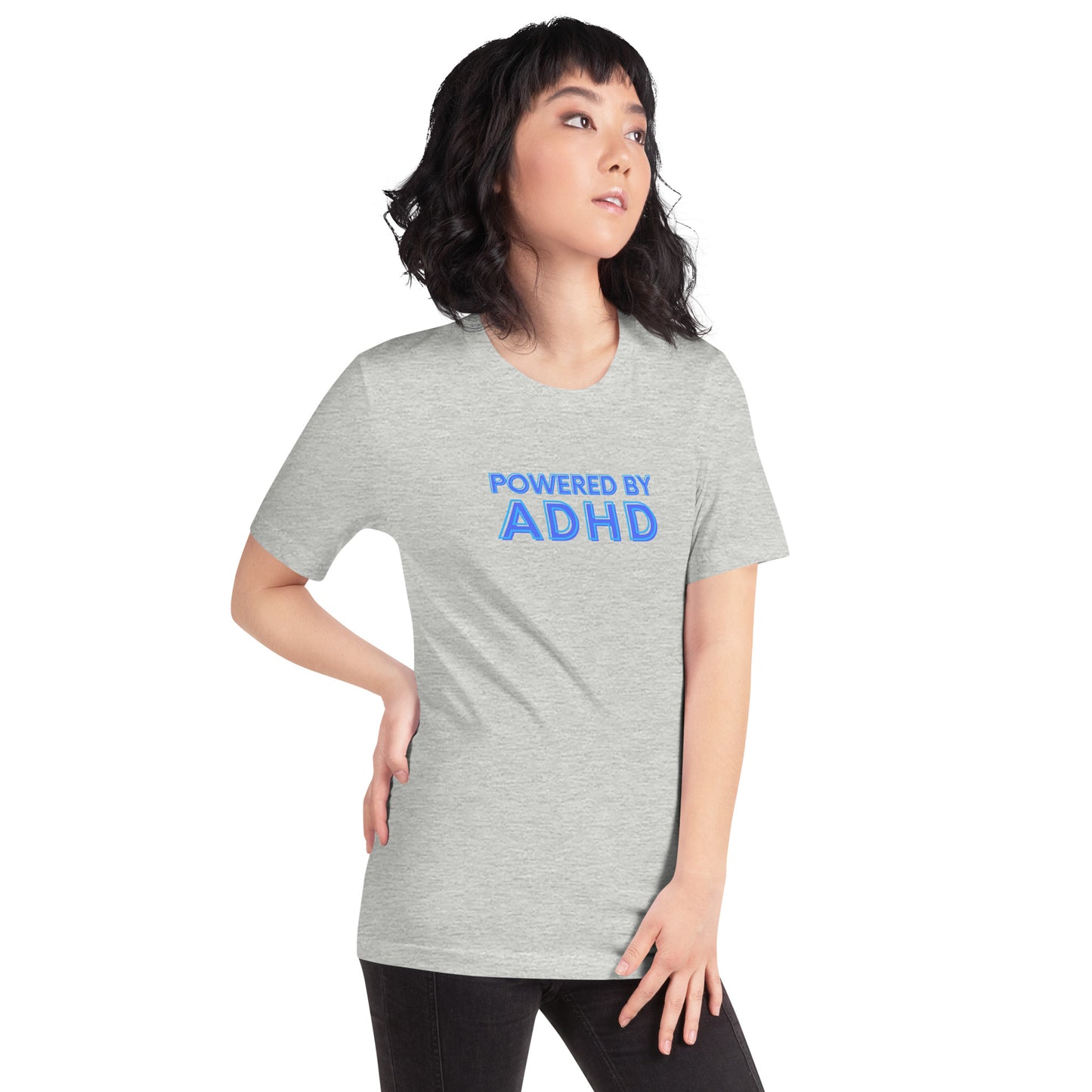 Powered By ADHD- blue- Unisex t-shirt