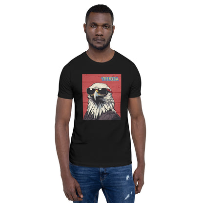 'Merican Eagle w/ Sunglasses in red- Unisex t-shirt