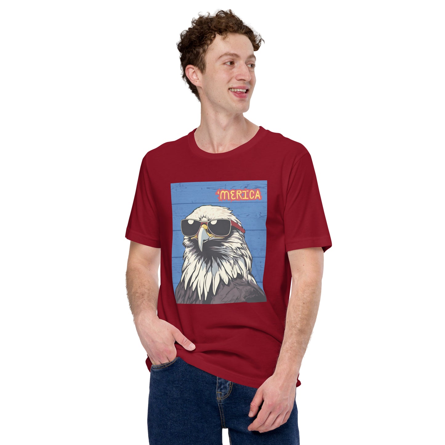 'Merica Bald Eagle w/ Sunglasses- Blue - Unisex t-shirt