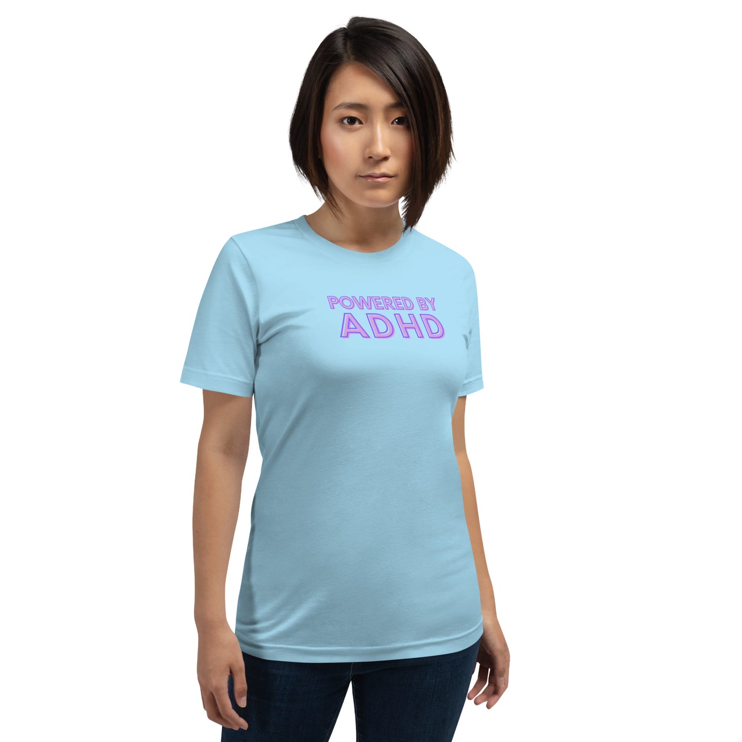 Powered by ADHD- Purple- Unisex t-shirt