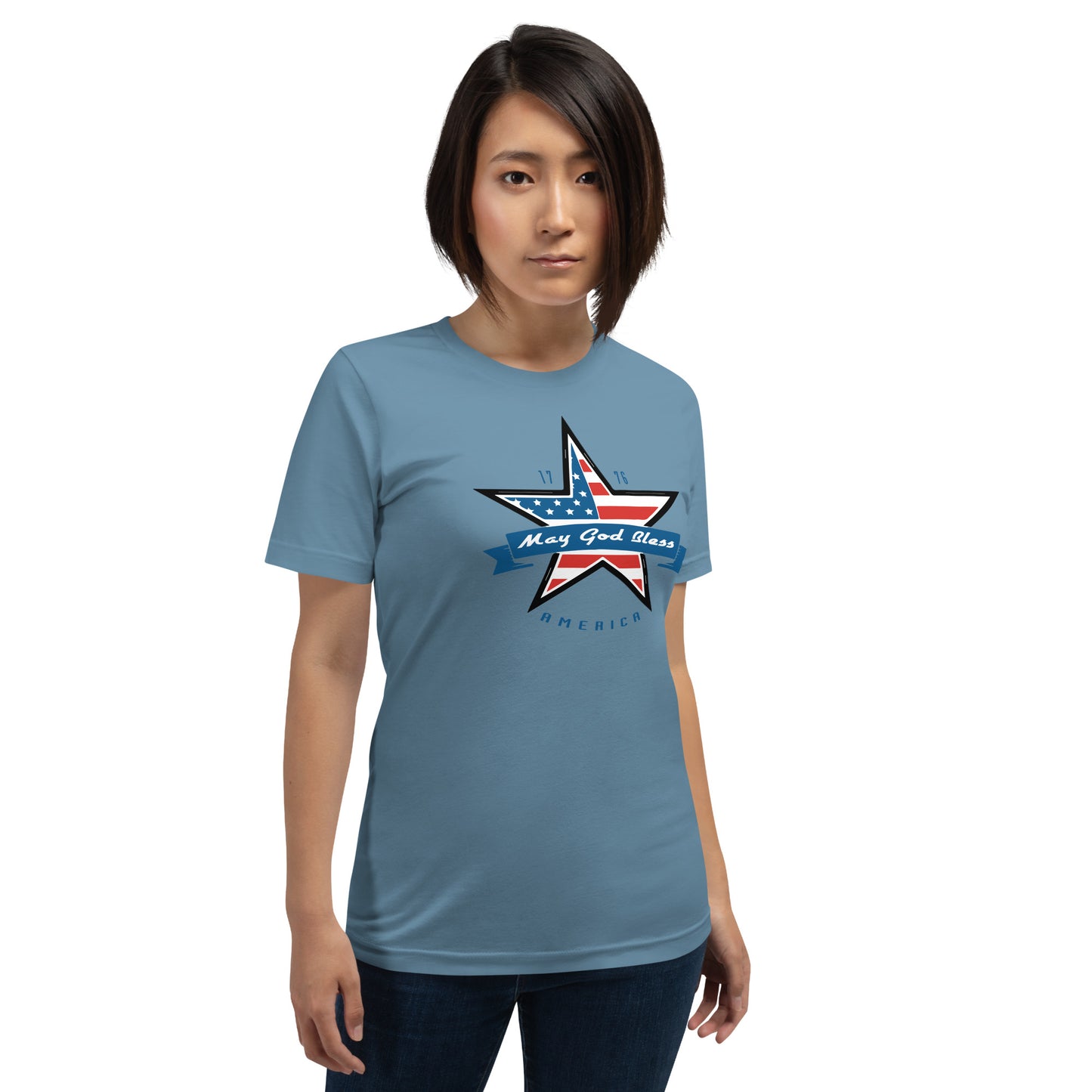 May God Bless America 1776 Blue- Unisex t-shirt