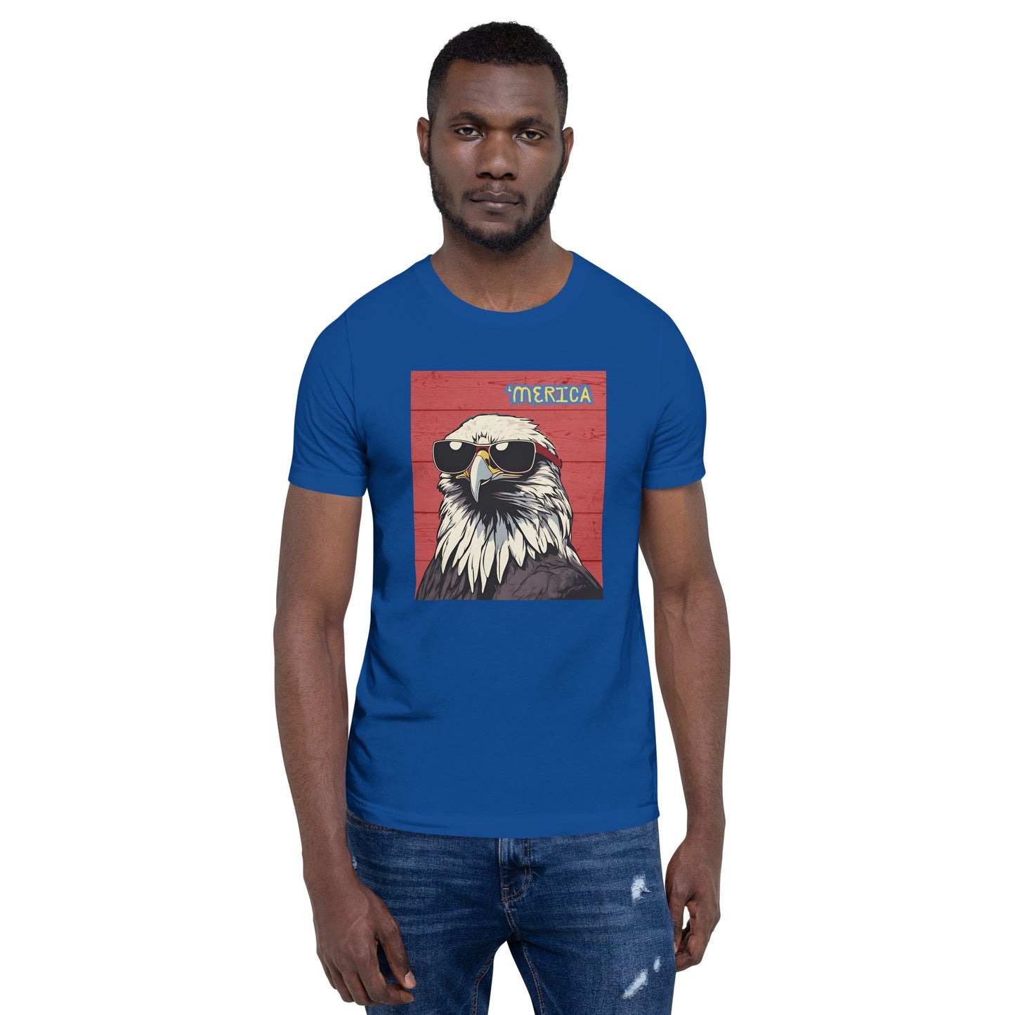 'Merican Eagle w/ Sunglasses in red- Unisex t-shirt