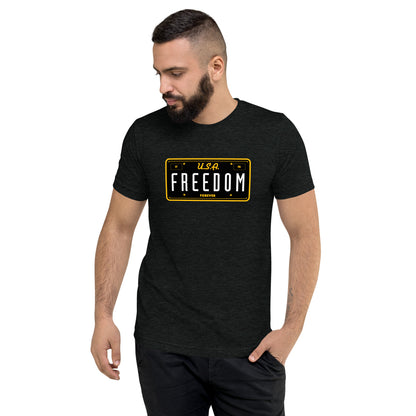 Freedom Forever License Plate U.S.A- Tri-Blend Short sleeve t-shirt