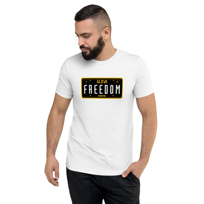 Freedom Forever License Plate U.S.A- Tri-Blend Short sleeve t-shirt