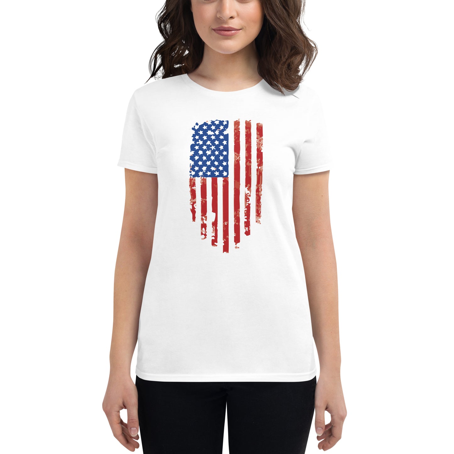 Old Glory Tattered US Flag- Women's short sleeve t-shirt