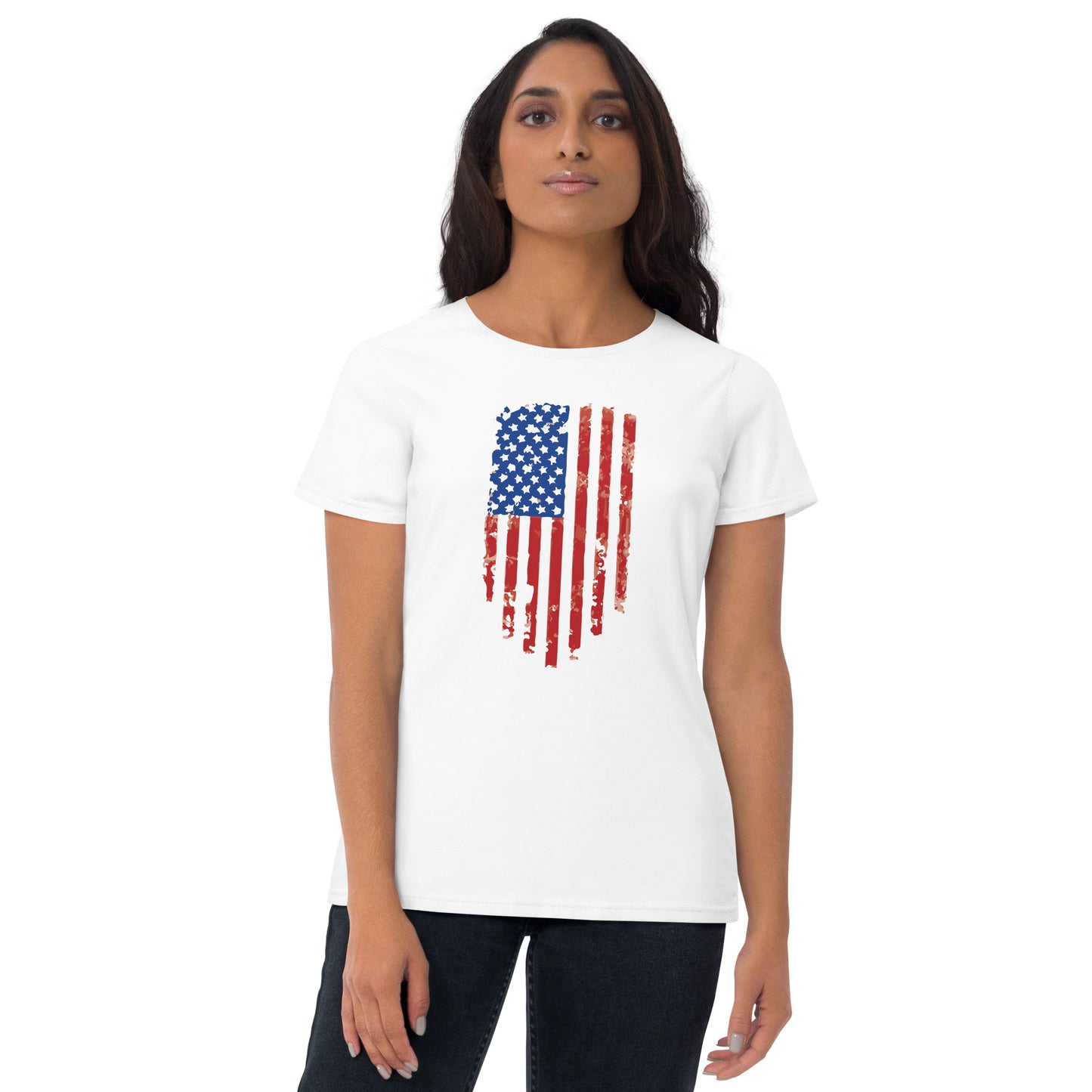 Old Glory Tattered US Flag- Women's short sleeve t-shirt