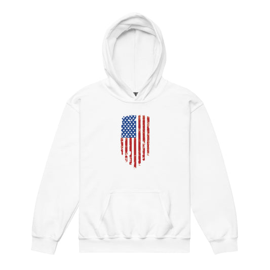 Tattered U.S Flag- Youth heavy blend hoodie