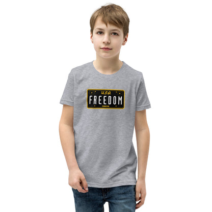 Freedom Forever License Plate U.S.A- Youth Short Sleeve T-Shirt