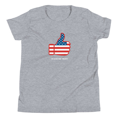 In God We Trust Thumbs Up- Youth Short Sleeve T-Shirt