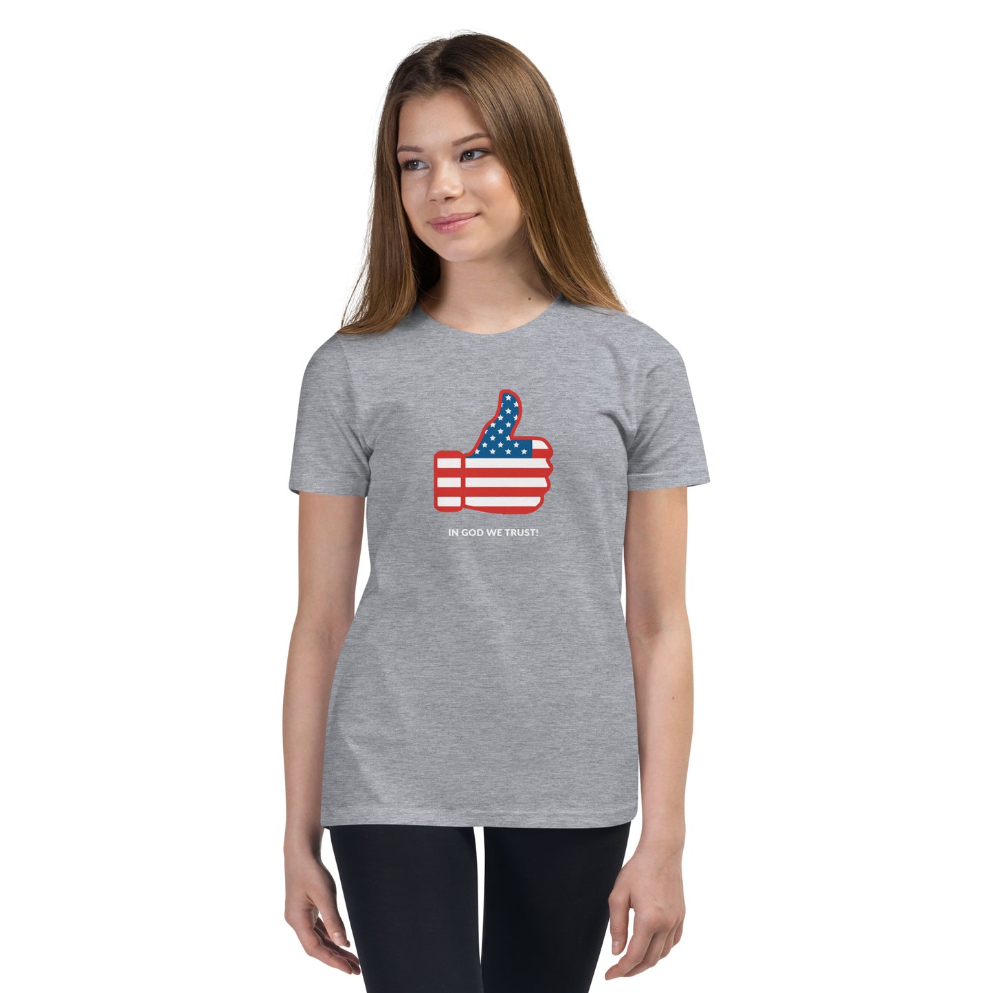 In God We Trust Thumbs Up- Youth Short Sleeve T-Shirt