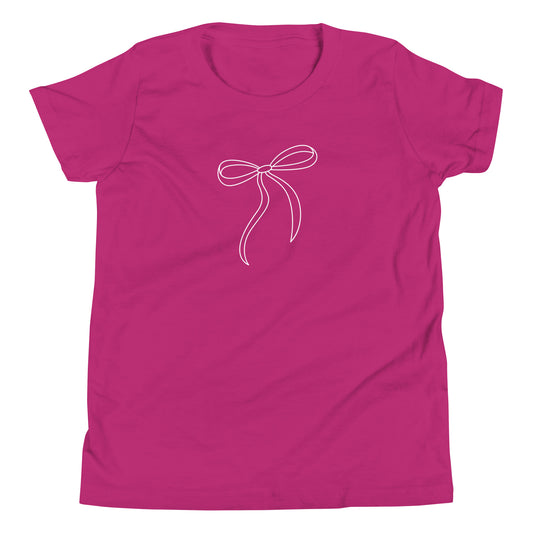 White Ribbon Bow- Youth Short Sleeve T-Shirt