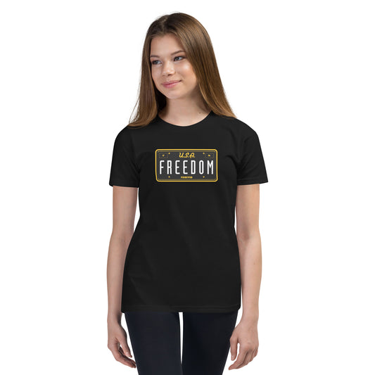 Freedom Forever License Plate U.S.A- Youth Short Sleeve T-Shirt