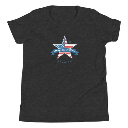 May God Bless America Blue- Youth Short Sleeve T-Shirt