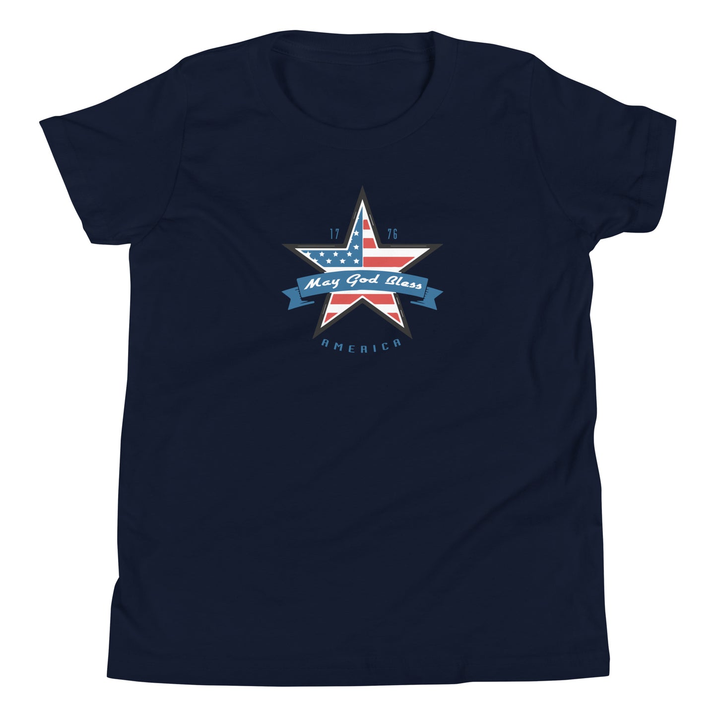 May God Bless America Blue- Youth Short Sleeve T-Shirt