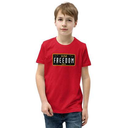 Freedom Forever License Plate U.S.A- Youth Short Sleeve T-Shirt