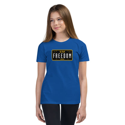 Freedom Forever License Plate U.S.A- Youth Short Sleeve T-Shirt